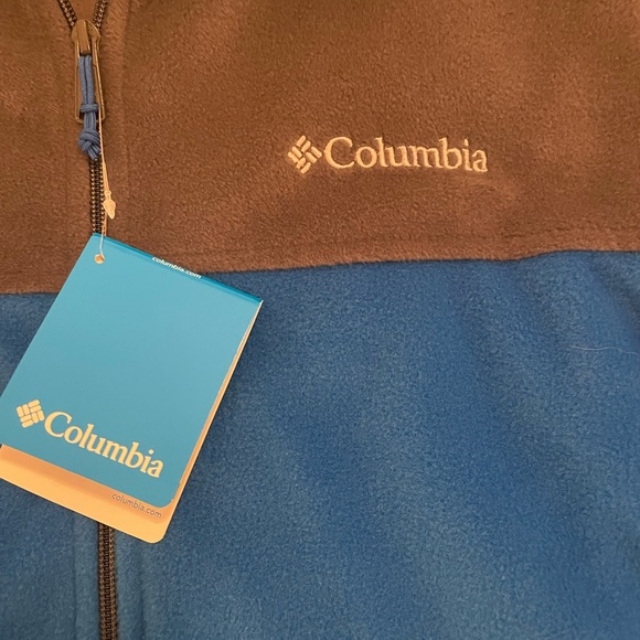 Columbia Men’s Jacket Blue and Gray Fleece Full-Zip - NEW - Picture 2 of 7